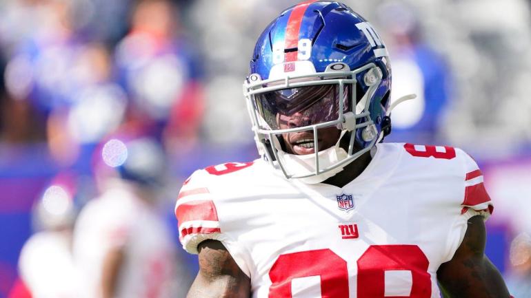 New York Giants wide receiver Kadarius Toney (89) on the field for warm ups MetLife Stadium on Sunday, Oct. 17, 2021, in East Rutherford.

Nyg Vs Lar